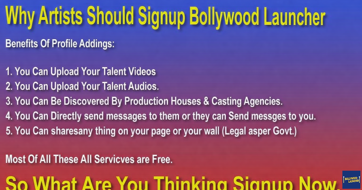 Why Artists Should Join Bollywood Launcher