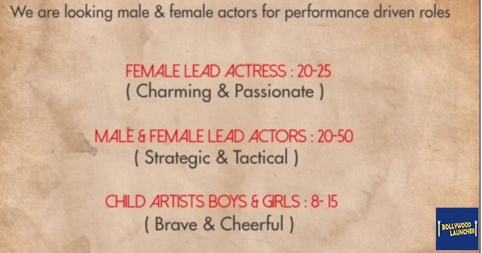 We are looking for male & female actor for performance driven role