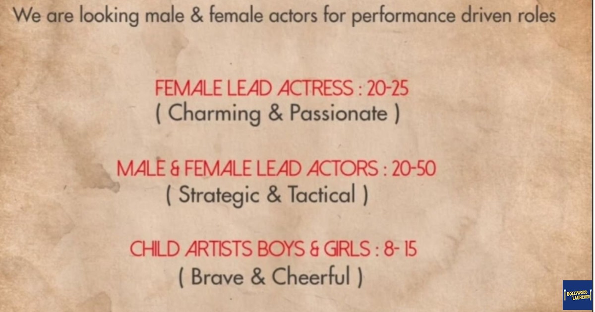 We are looking for male & female actor for performance driven role