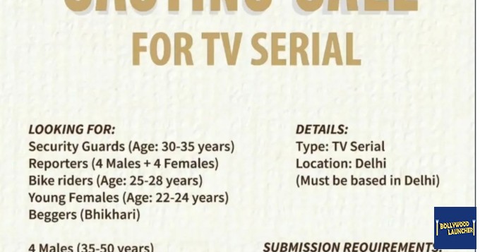 Casting Call for Delhi Based actors for TV Serial